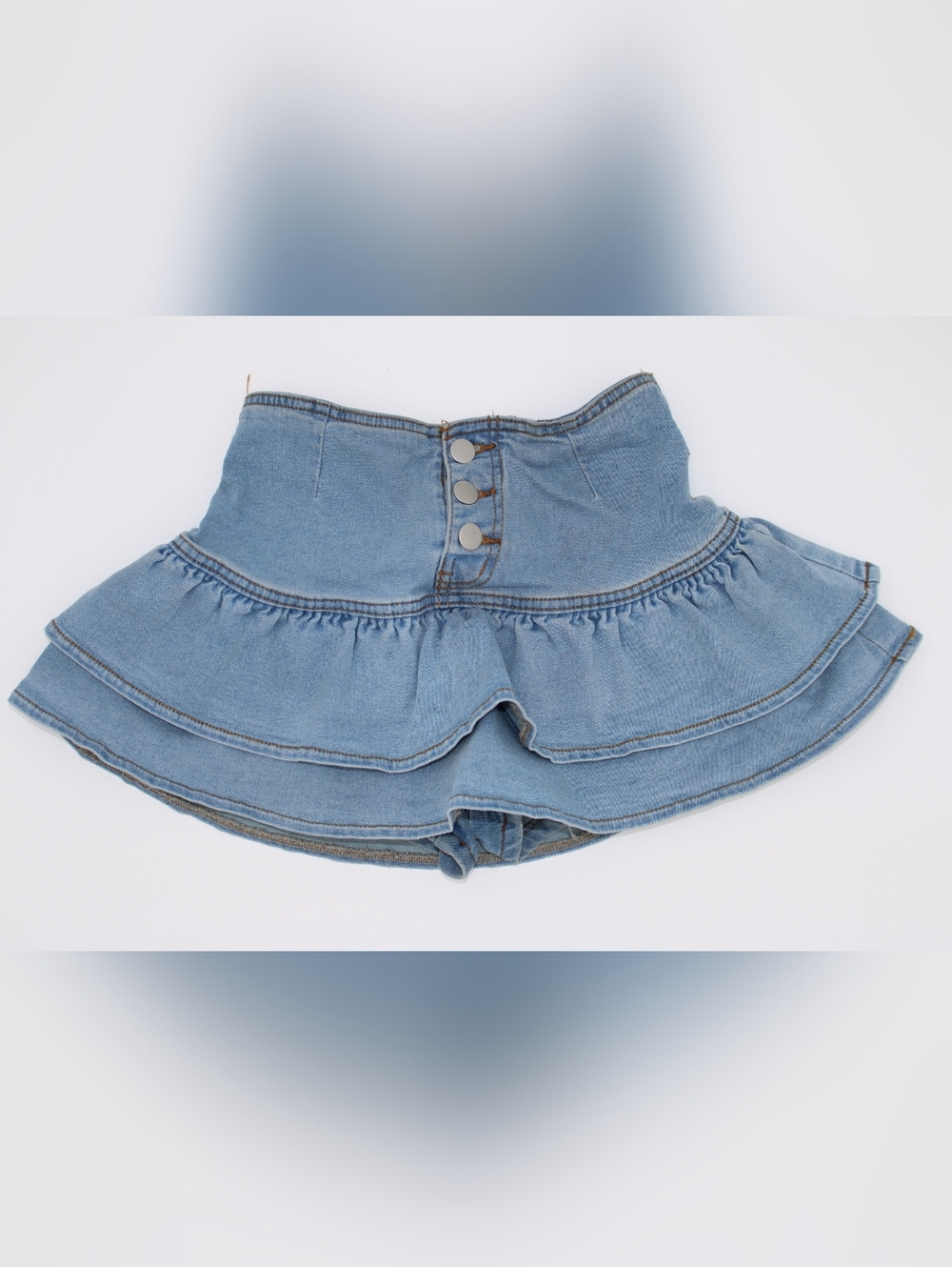 SHEIN Ruffle Denim Skort Size 26 XS Stretchy Y2K